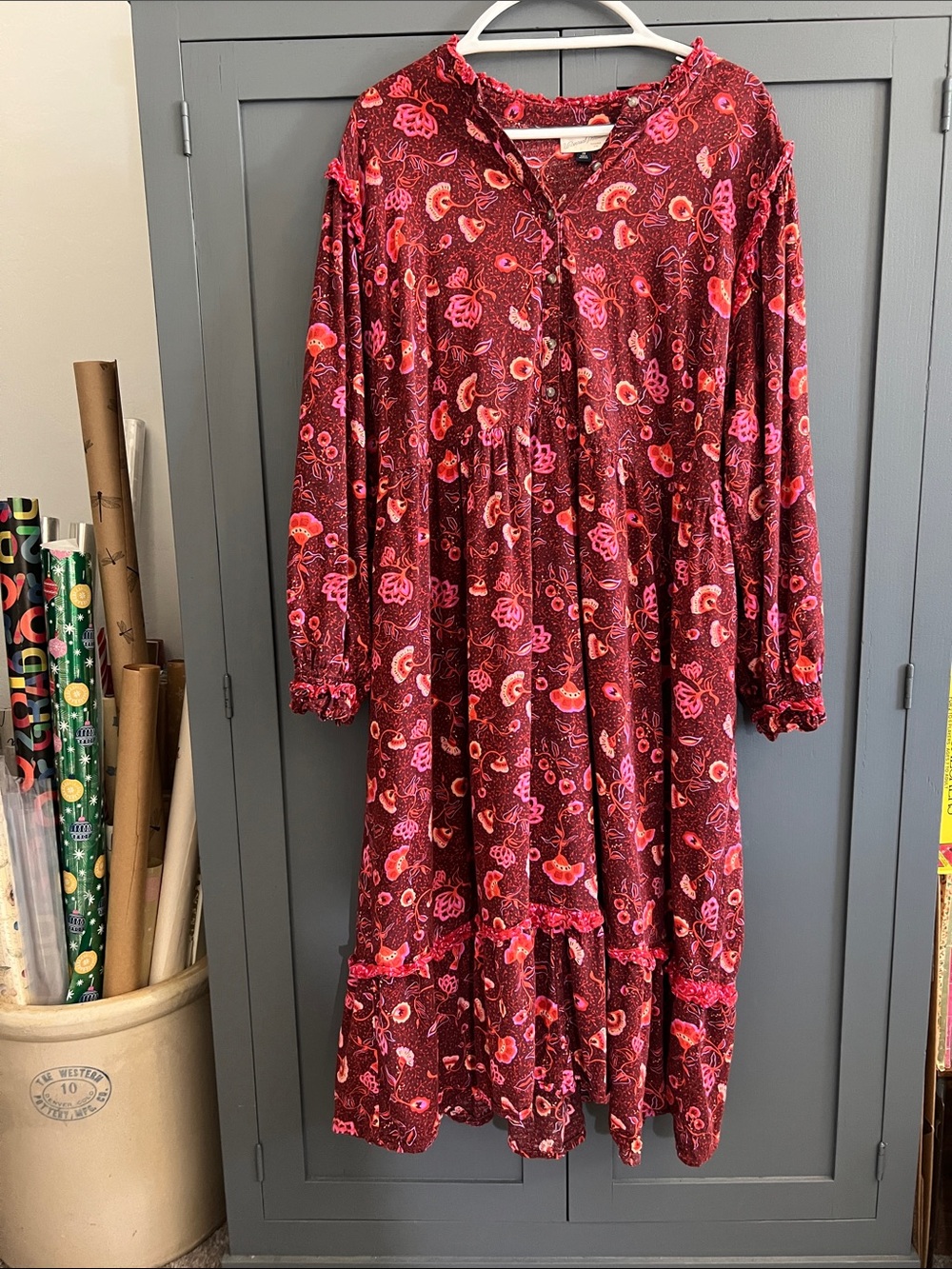 Bohemian crimson floral Dress